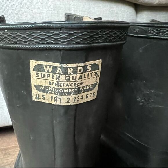 Men’s Vintage Wards Montgomery Ward Black Distressed Rubber Boots Size 12.5 main image 5